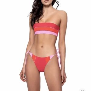 PQ Swim Bikini (both pieces included) Color Avalon Red & Pink Size Large